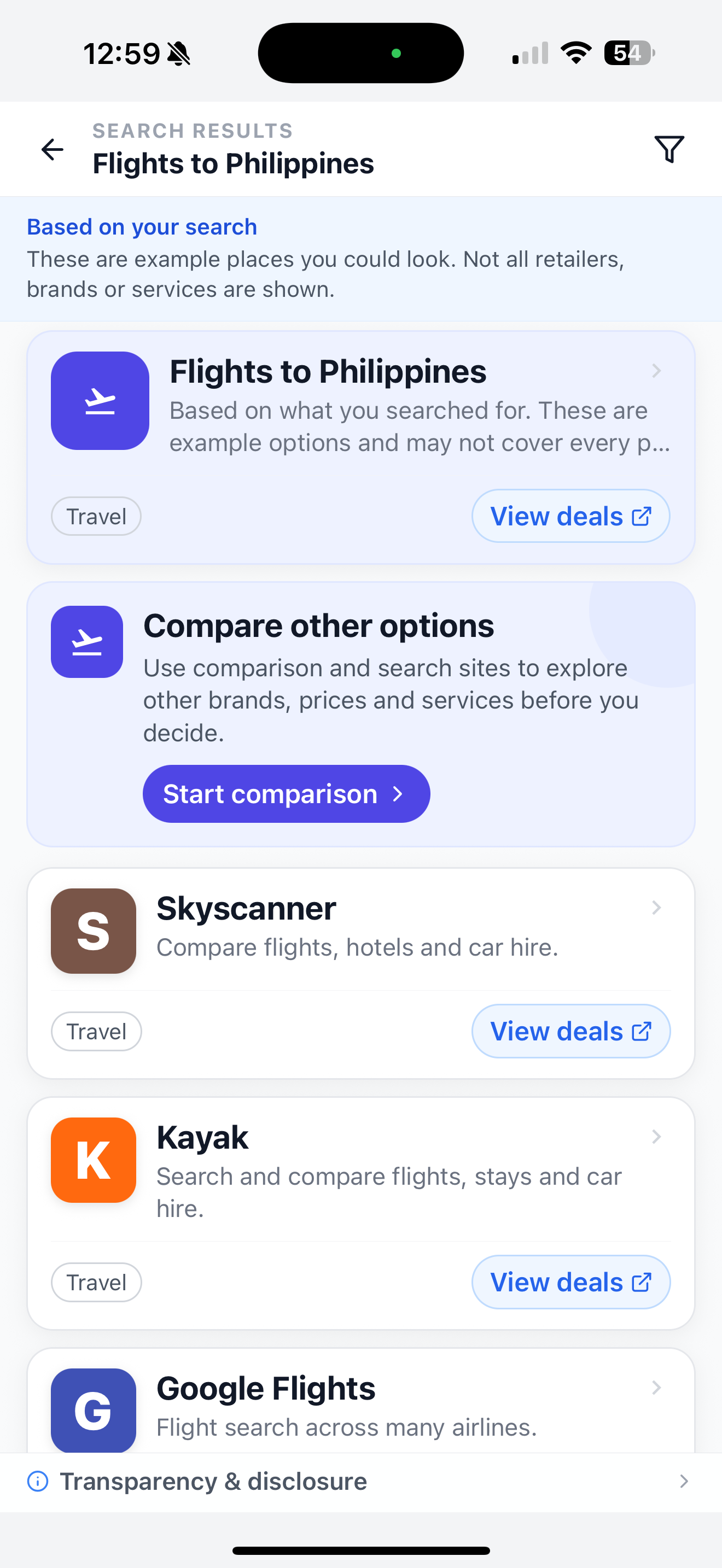 Preview of Rembeo search results for flights to Philippines