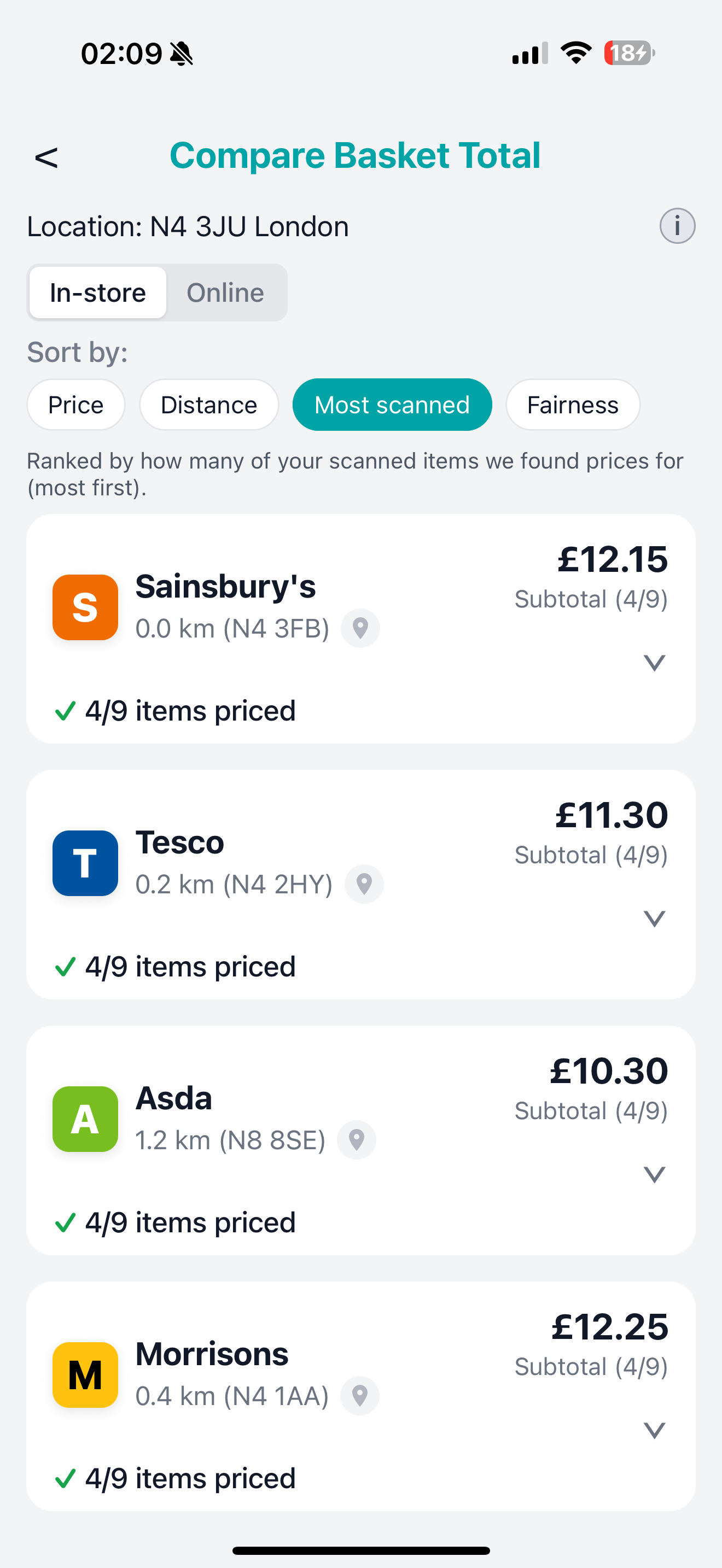 Preview of Rembeo screen with a scanned item and Add Item to Shopping List button